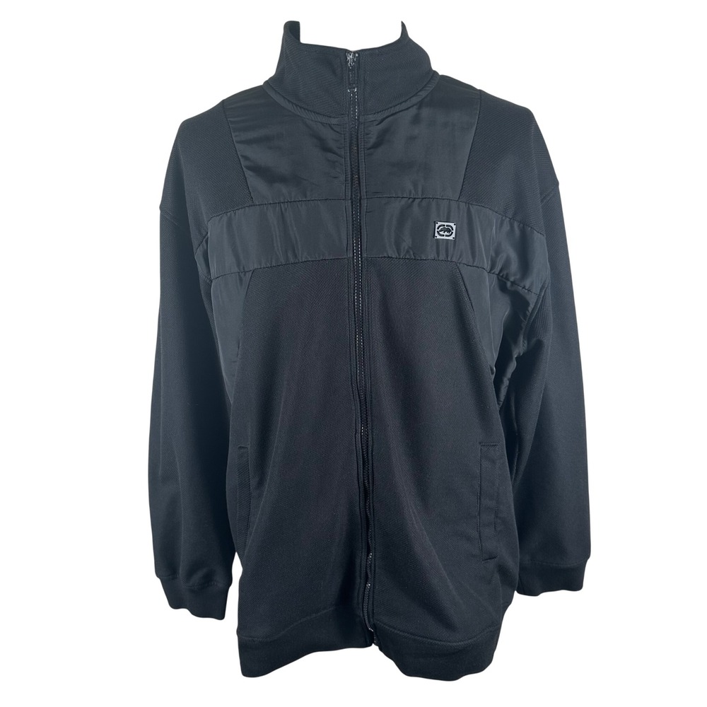 Ecko Unltd Track Jacket Men XXL Black Full Zip Y2K Rhino Streetwear Hip Hop Coat